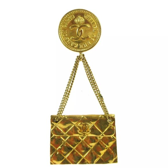 Chanel Bag Brooch Pin Gold 29 75753 - Picture 1 of 8